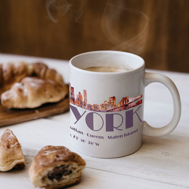 New York City Skyline. Boroughs and Coordinates Kaffemugg (Skapare uppladdad)