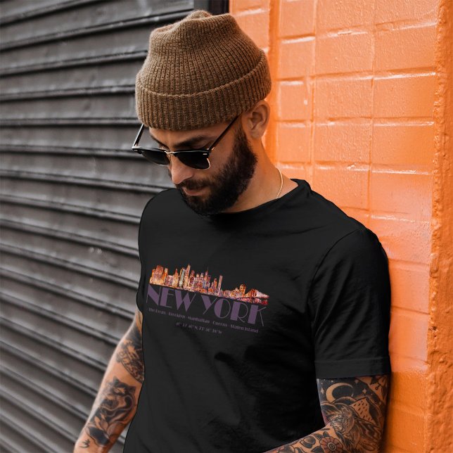 New York City Skyline. Boroughs and Coordinates T Shirt (Skapare uppladdad)