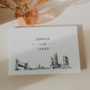 New York City Skyline Bröllop Guest Bok