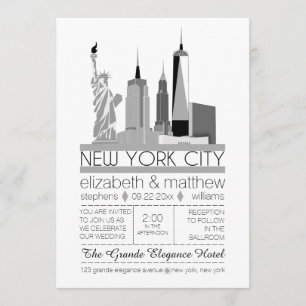 New York City Skyline Bröllop Inbjudningar