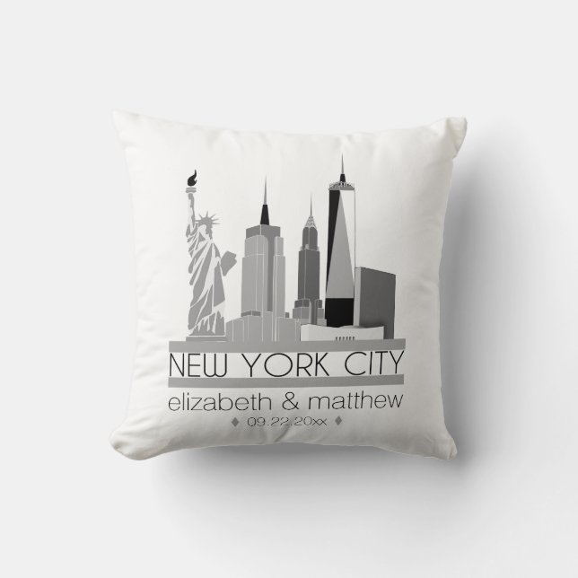 New York City Skyline Bröllop Kudde (Framsida)