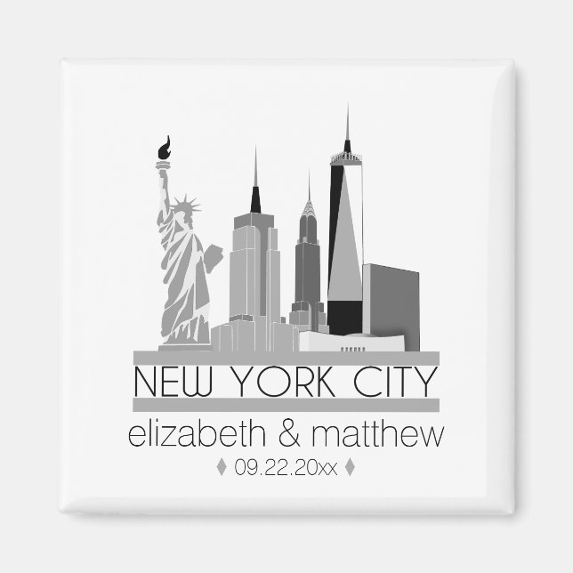 New York City Skyline Bröllop Magnet (Framsidan)