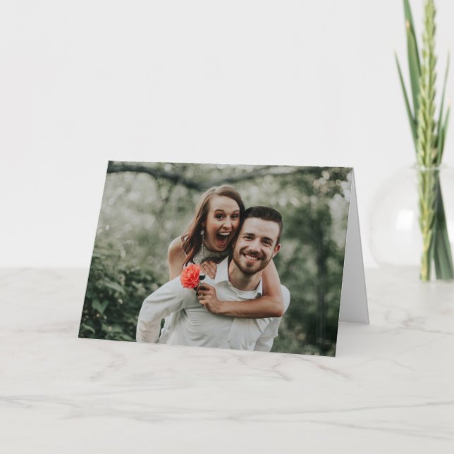 New York City Skyline Bröllop Photo Tack Kort (Framsida)