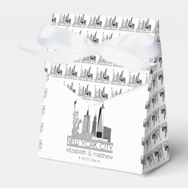 New York City Skyline Bröllop Presentaskar (Framsidan Sidan)