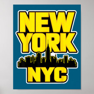 New york city skyline bronx queens manhattan state poster