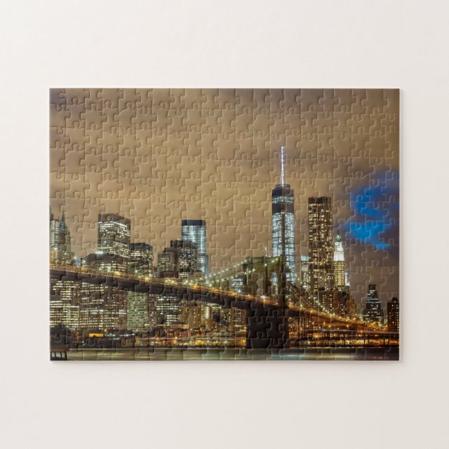 New york city skyline brooklyn bridge pussel (Horisontell)