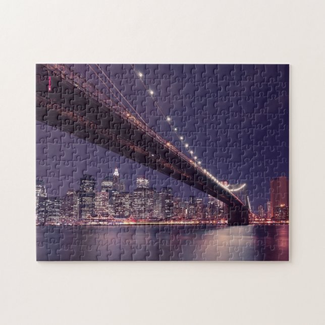 New york city skyline brooklyn bridge pussel (Horisontell)