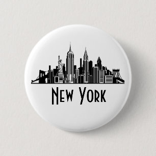 New York City Skyline Button Knapp