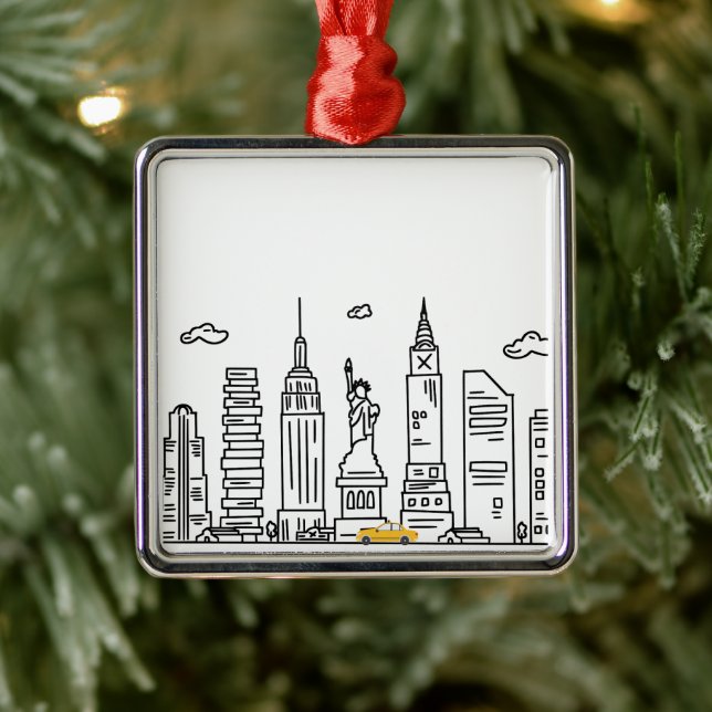 New York City Skyline & Cab - Ornament (Träd)
