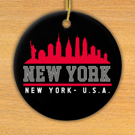 New York City Skyline City Julgransprydnad Keramik