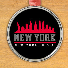 New York City Skyline City Julgransprydnad Metall