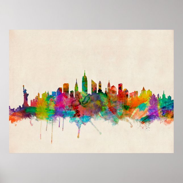 New York City Skyline Cityscape Poster (Framsidan)