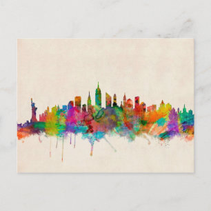 New York City Skyline Cityscape Vykort