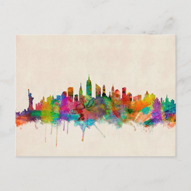 New York City Skyline Cityscape Vykort (Framsida)