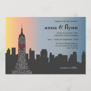 New York City Skyline Cityscape Wedding bjudande Inbjudningar
