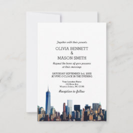 New York City Skyline Cityscape Wedding bjudande Inbjudningar