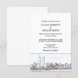New York City Skyline Cityscape Wedding bjudande Inbjudningar