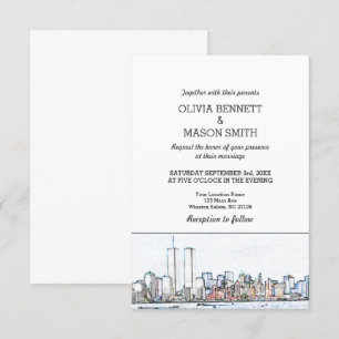 New York City Skyline Cityscape Wedding bjudande Inbjudningar