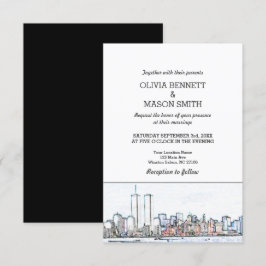 New York City Skyline Cityscape Wedding bjudande Inbjudningar