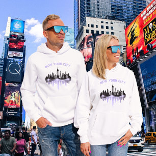 New York City Skyline Dam White och Lila T Shirt