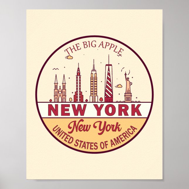 New York City Skyline Emblem Poster (Framsidan)