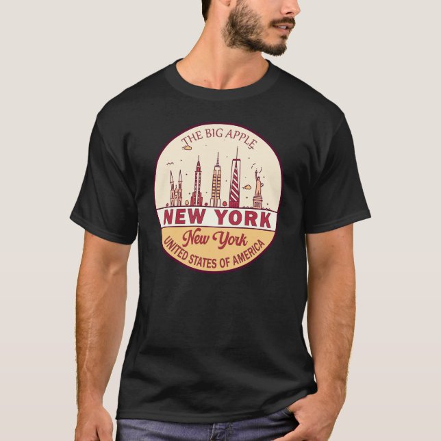 New York City Skyline Emblem T Shirt (Framsida)