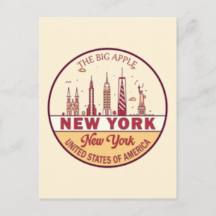 New York City Skyline Emblem Vykort