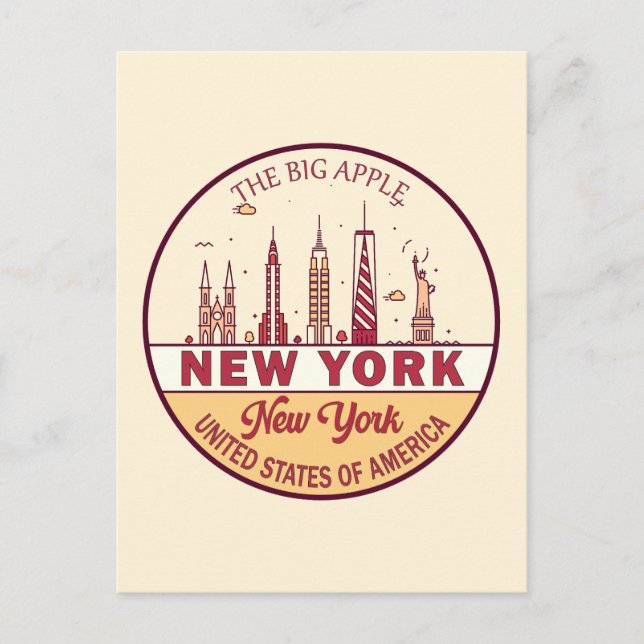 New York City Skyline Emblem Vykort (Framsida)