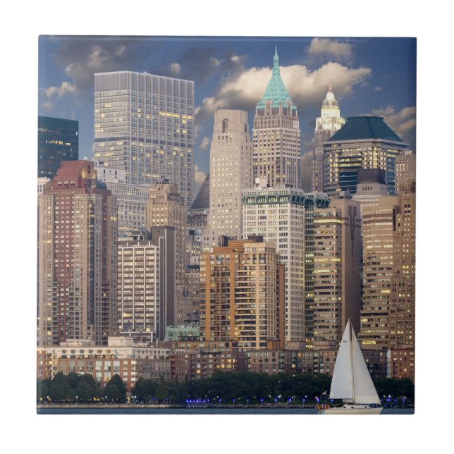 New York City Skyline från Hudson River Kakelplatta (Framsidan)