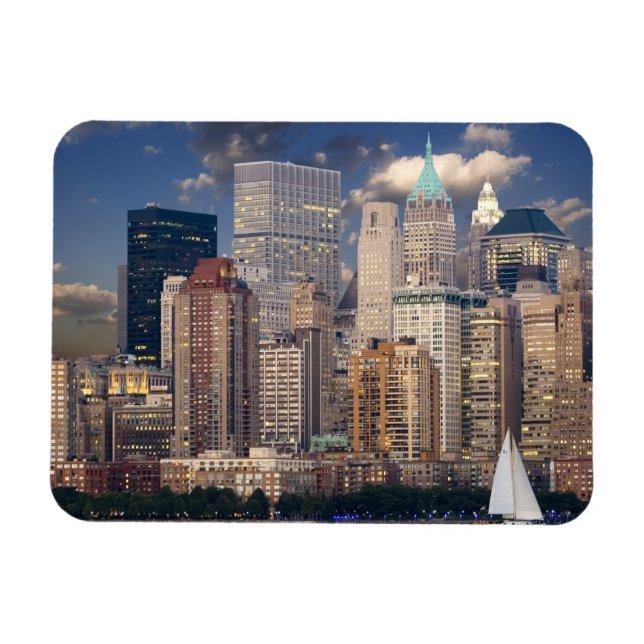 New York City Skyline från Hudson River Magnet (Horisontell)