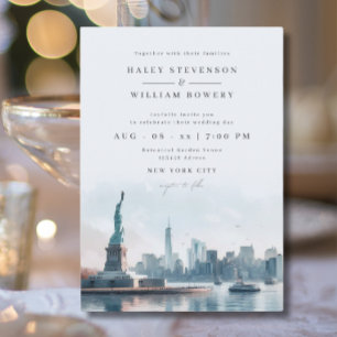 New York City Skyline Frihetsstatyn Bröllop i exot Inbjudningar