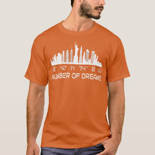 New York City Skyline GPS Coordinates Manhattan T Shirt