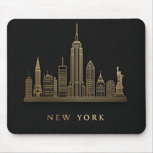 New York City Skyline Guld Line Art Musmatta
