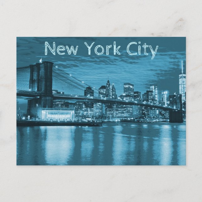 New York City Skyline i Blue Vykort (Framsida)