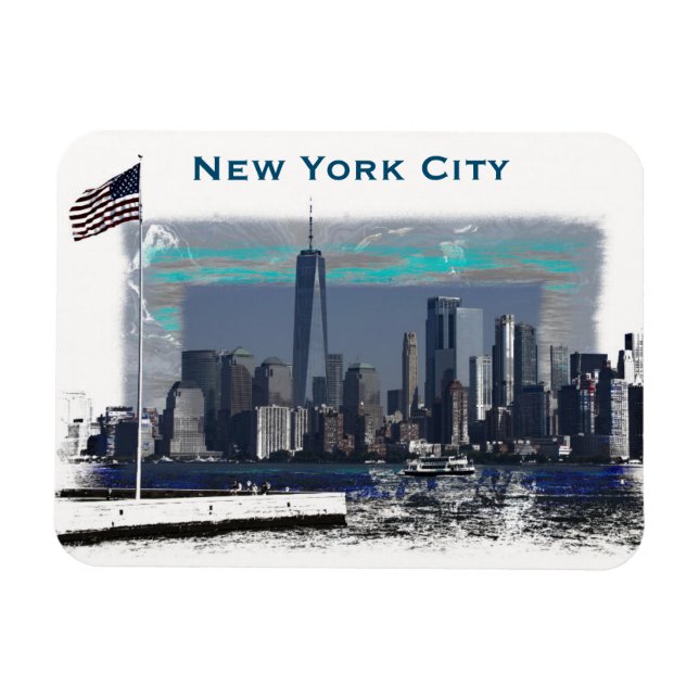 New York City Skyline Illustration Magnet (Horisontell)