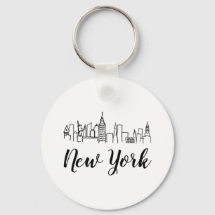 New York City Skyline Illustration Nyckelring