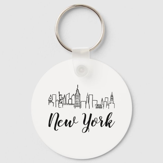 New York City Skyline Illustration Nyckelring (Framsida)