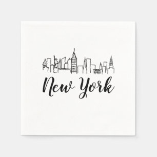 New York City Skyline Illustration Pappersservett