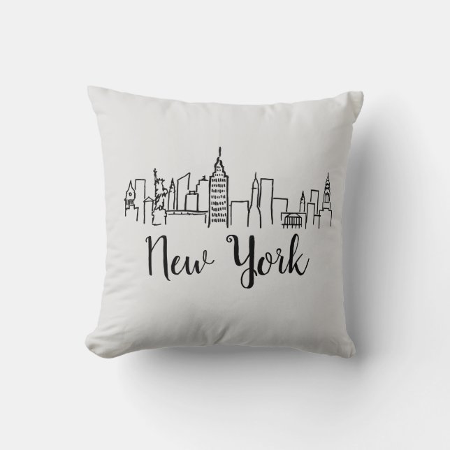 New York City Skyline Illustration Pillow Kudde (Framsida)