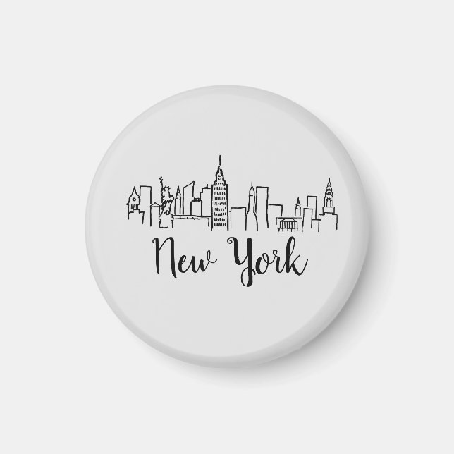 New York City Skyline Illustration Pillow Magnet (Framsidan)