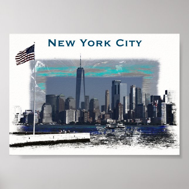 New York City Skyline Illustration Poster (Framsidan)