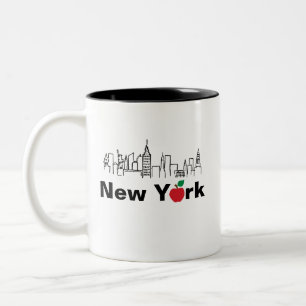 New York City Skyline Illustration Två-Tonad Mugg