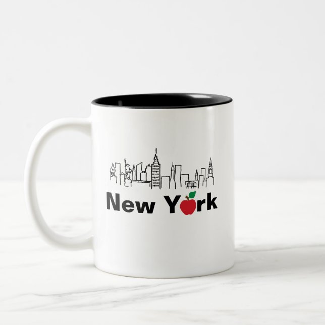 New York City Skyline Illustration Två-Tonad Mugg (Vänster)