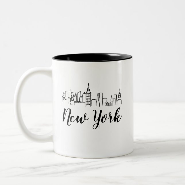 New York City Skyline Illustration Två-Tonad Mugg (Vänster)