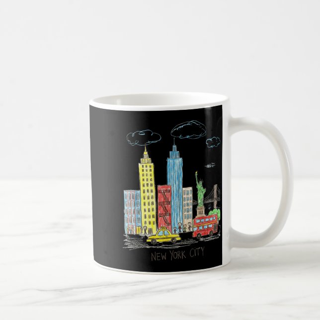 New York City Skyline Illustration Urban Kids Art  Kaffemugg (Höger)