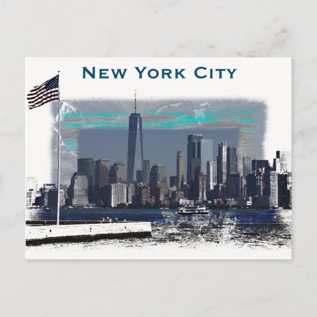 New York City Skyline Illustration Vykort (Framsida)