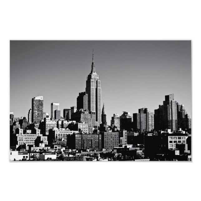 New York City Skyline in Black and White Fototryck (Framsidan)