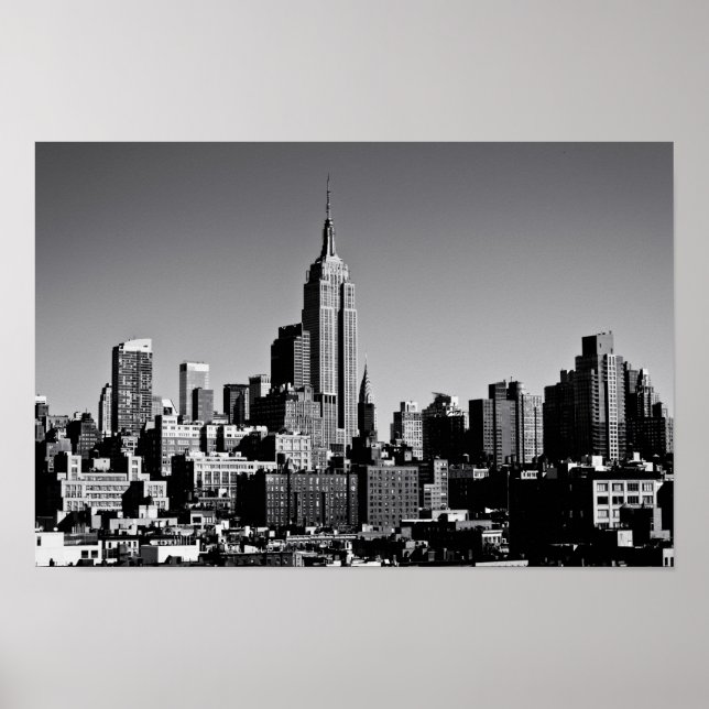 New York City Skyline in Black and White Poster (Framsidan)