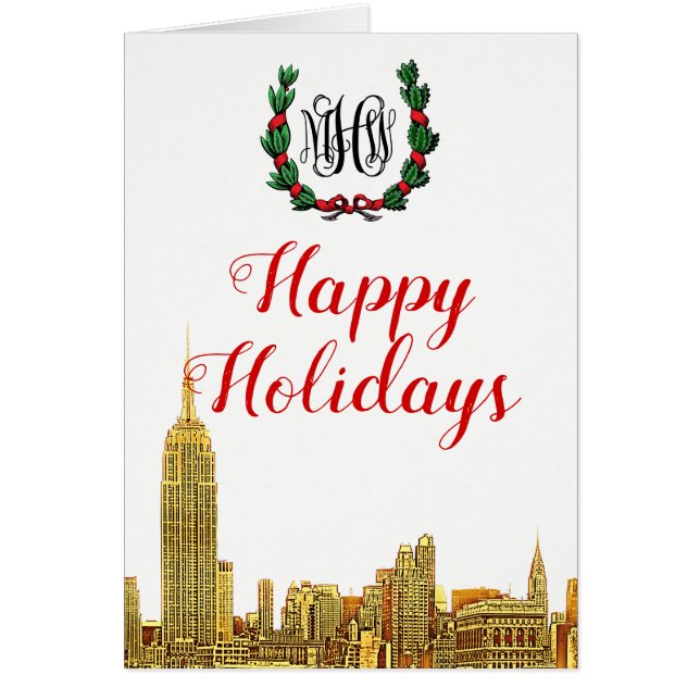 New York City Skyline jul Glad helg Hälsningskort (Framsidan)