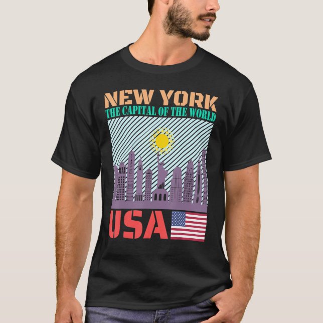 New York City Skyline Land City Skyline Landmar T Shirt (Framsida)